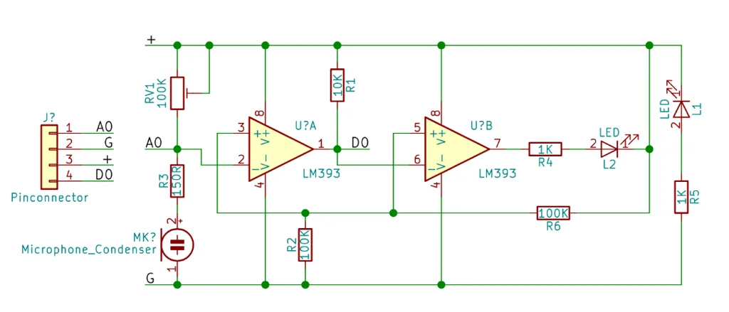 Sound Sensor KiCAD schematic