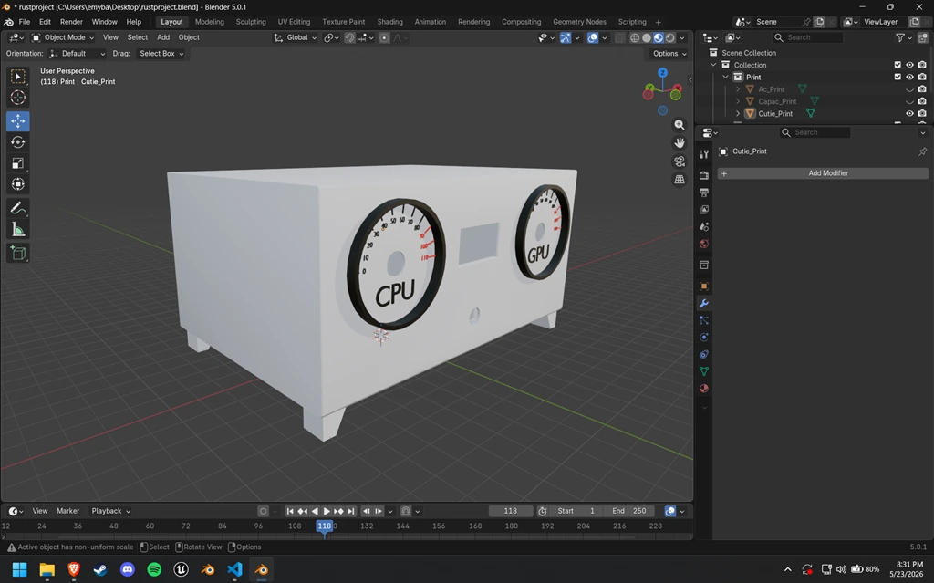 Blender 3D Enclosure - Unassembled Main Body