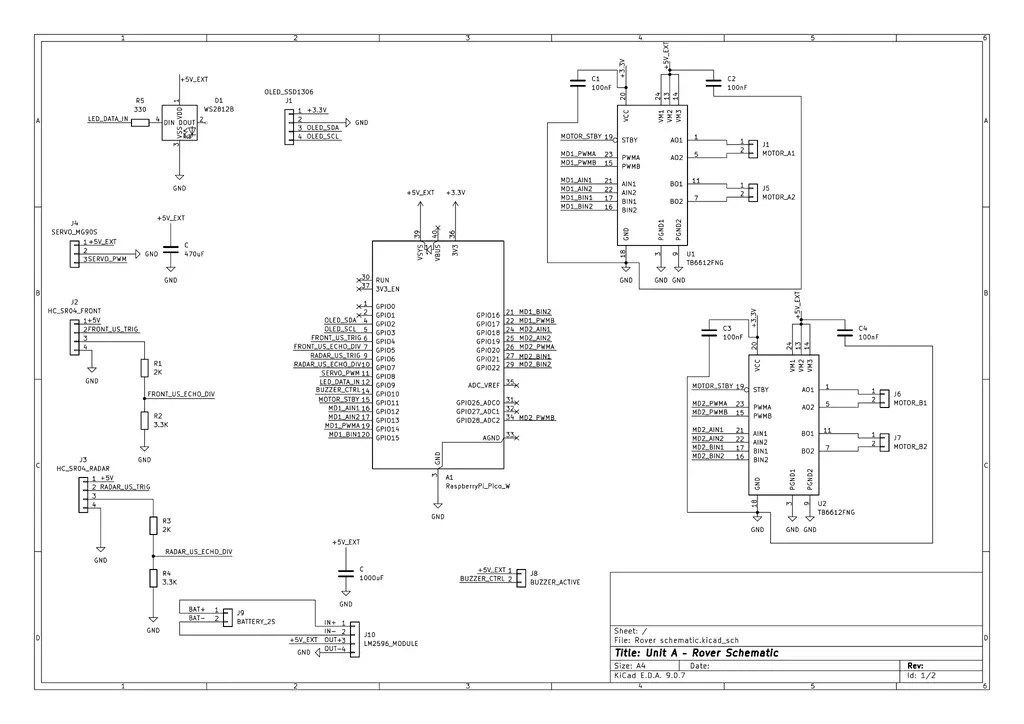 Unit A rover KiCad schematic